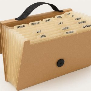 Expanding File Folders with 12 Pockets for Monthly Document Organization