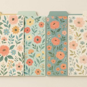Decorative Paper File Folders with Floral Prints for Home and Office