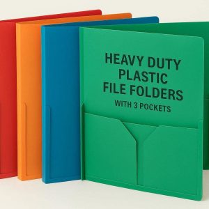 Heavy Duty Plastic File Folders with 3 Pockets for Office and School Use